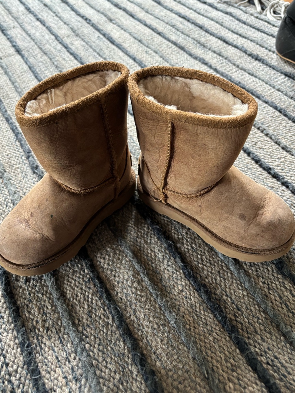 UGG Waterproof Short Shearling Boots in Brown.